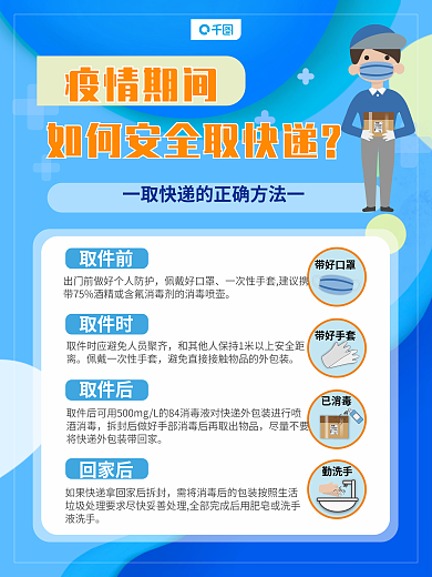 疫情期间如何安全取快递海报
