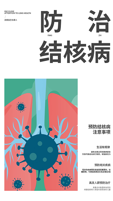 关注肺健康防治肺结核海报