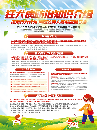 简约狂犬病预防宣传海报