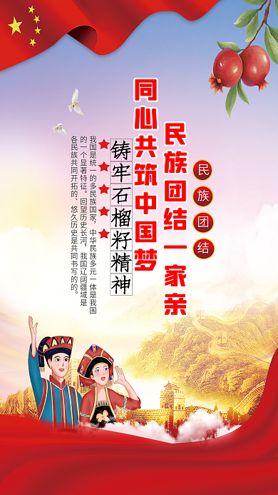 党建风民族团结石榴籽精神海报
