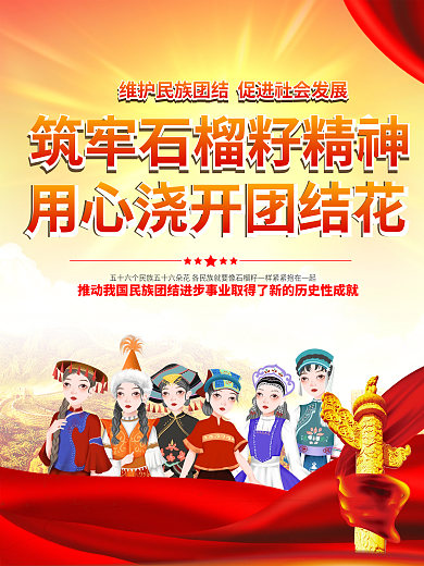 民族团结石榴籽精神党建海报