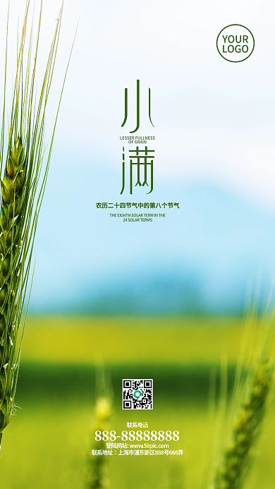 基金理财宣传小满节气借势手机海报麦穗夏天