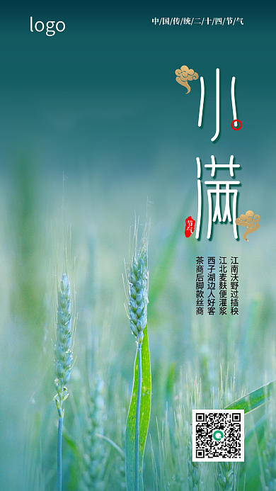 简约小清新小满节气手机封面手机海报