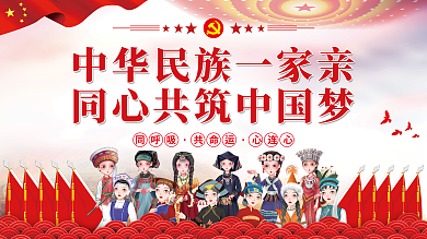 中华民族一家亲同心共筑中国梦党建展板海报