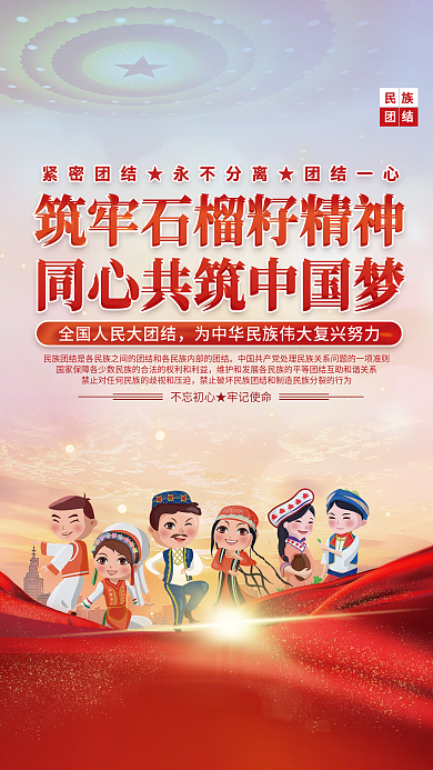 民族团结石榴籽精神党建海报