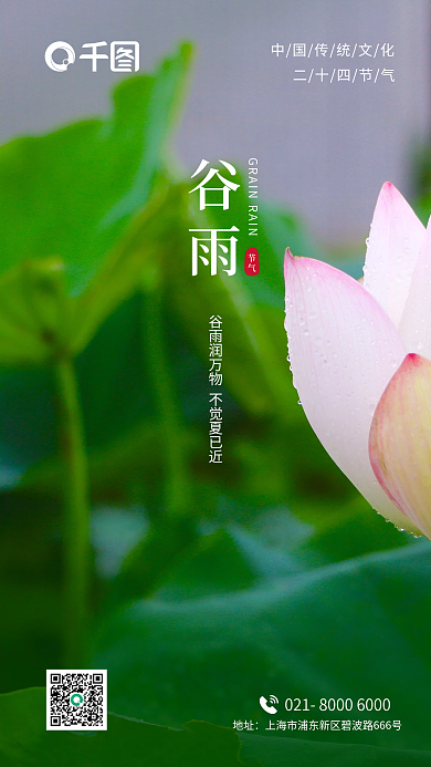 谷雨雨水地产中国传统节日二十四节气海报
