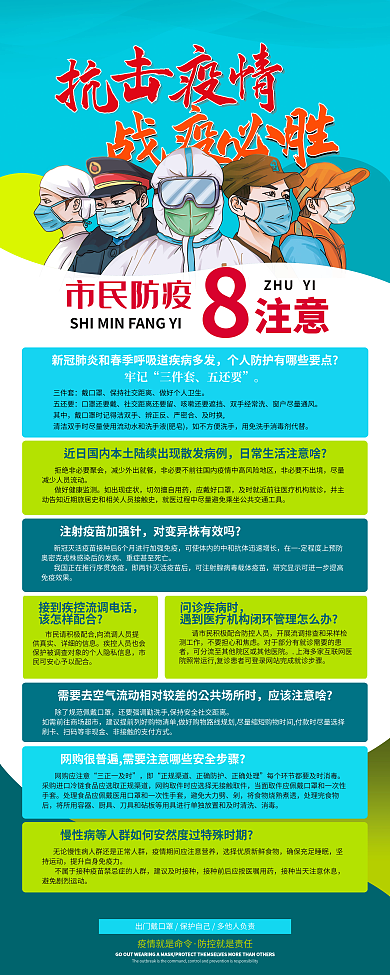 市民防疫疫情防控注意事项易拉宝