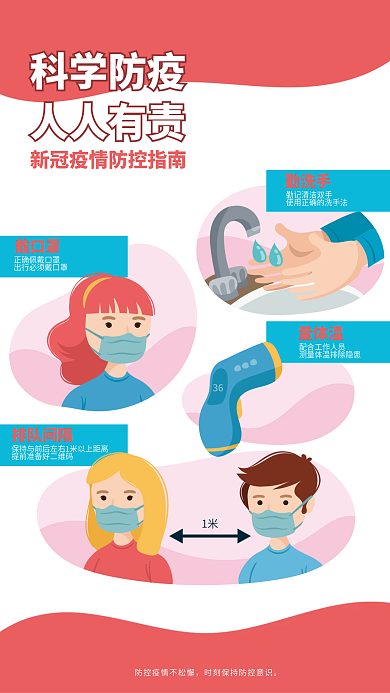 疫情防控指南宣传公益抗疫科学防疫海报
