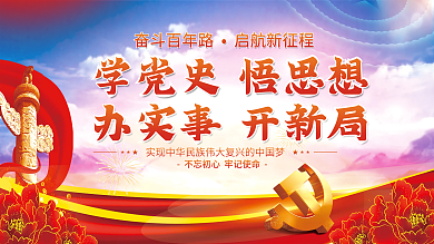 不忘初心党史学习教育红色党建展板背景素材