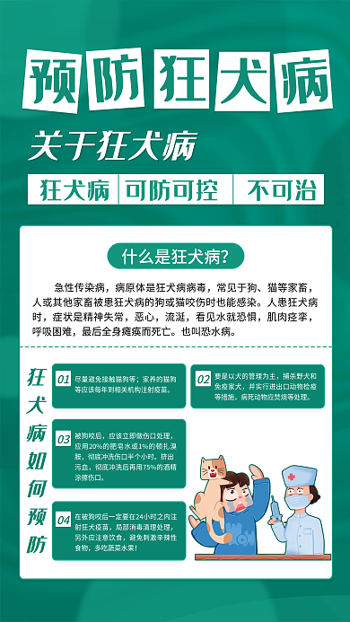 医疗健康预防狂犬病知识海报