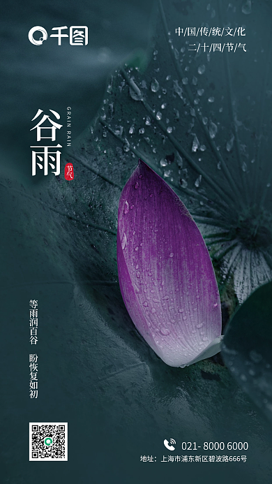 谷雨雨水立夏产中国传统节日二十四节气海报