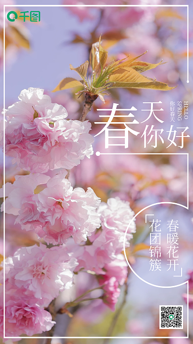 春天你好摄影图海报