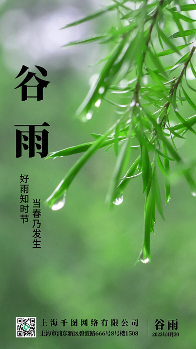 传统二十四节气谷雨手机海报新媒体用图
