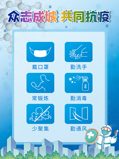 众志成城共同抗疫公益海报展板
