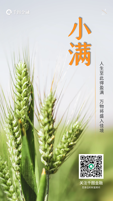 二十四节气基金理财借势小满节气手机海报