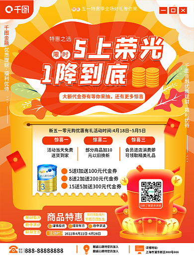 五一劳动节商场超市产品促销海报