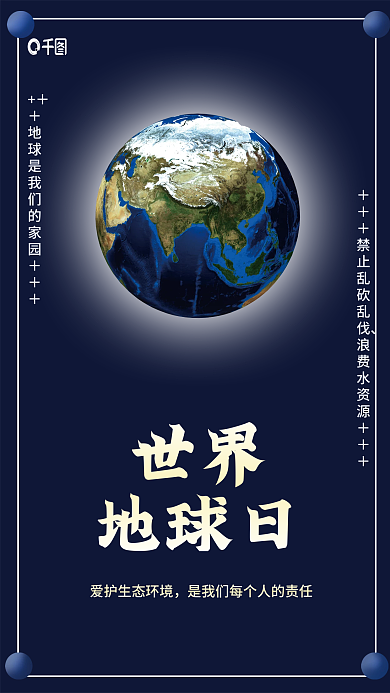 极简创意世界地球日保护环境宣传海报