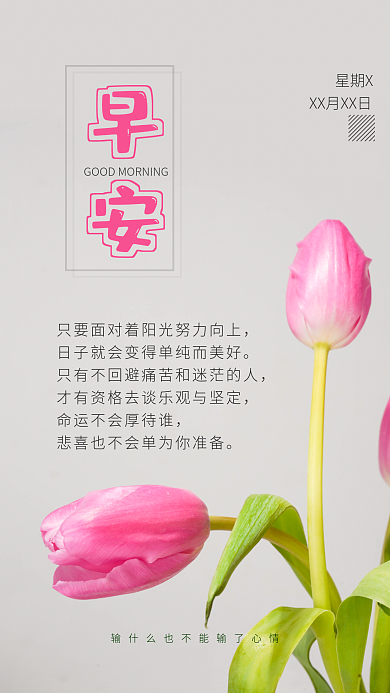 温馨郁金香鲜花花朵早安手机海报