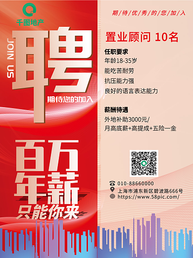 地产家居房地产置业顾问销售招聘海报