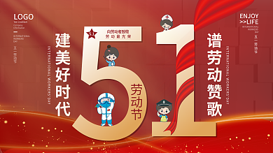 创意五一51劳动节人物插画宣传海报展板