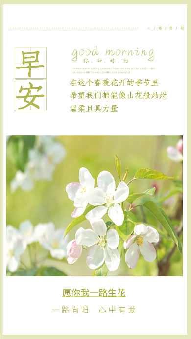 小清新正能量问候祝愿日签朋友圈早安海报