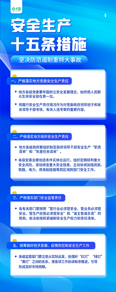 企业安全生产十五条措施科普手机长图海报