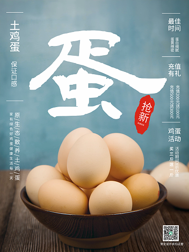 简约土鸡蛋销售海报