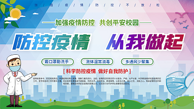 学校校园疫情防控从我做起防疫宣传海报展板