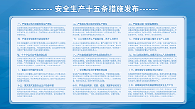 简约风安全生产十五条措施企业展板