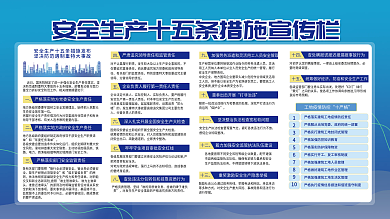 安全生产十五条措施企业展板宣传栏蓝色系