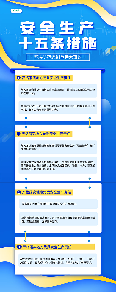 安全生产十五条措施企业简约手机长图海报