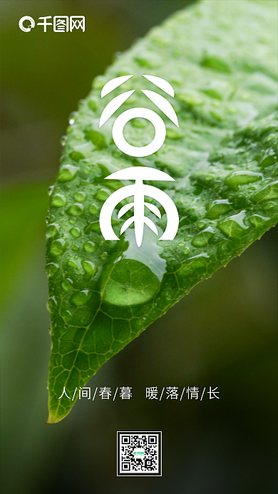 创意简约二十四节气谷雨海报设计