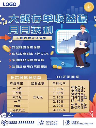 银行大额存单商业海报