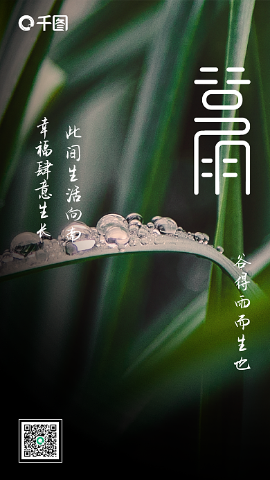 创意简约二十四节气谷雨海报设计