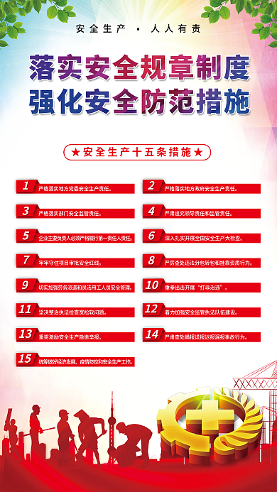 安全生产十五条海报展板