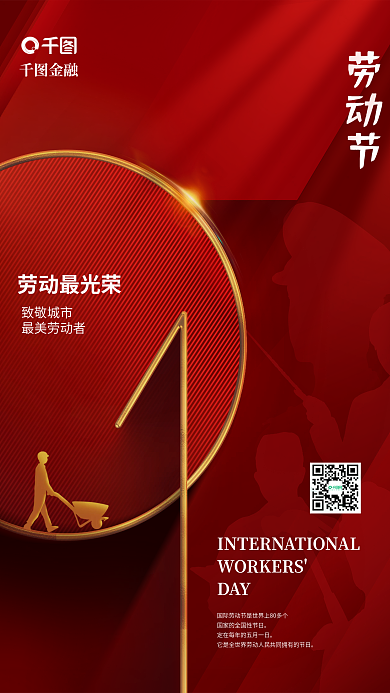 红色简约风51劳动节海报