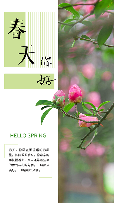简约清新你好春天海报