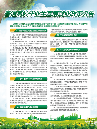普通高校毕业生基层就业政策公告宣传海报