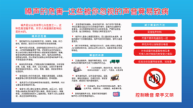 医疗健康噪音污染危害知识科普文明展板
