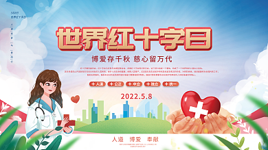 社区风世界红十字日宣传展板