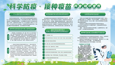 简约绿色新冠疫苗预防接种科普展板展架