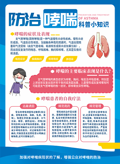 卡通防治哮喘知识科普健康医疗宣传单