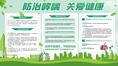 简约绿色医疗卫生预防哮喘病科普展板展架
