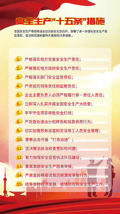 安全生产十五条措施海报
