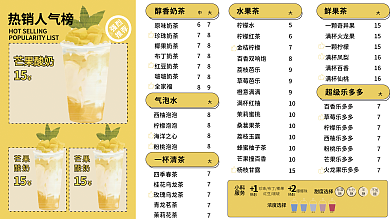 甜品 清新简洁大气奶茶菜单价目表CDR