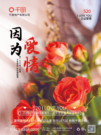 小清新摄影图520地产借势营销海报