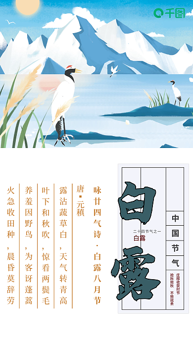 简约小清新白露节气海报