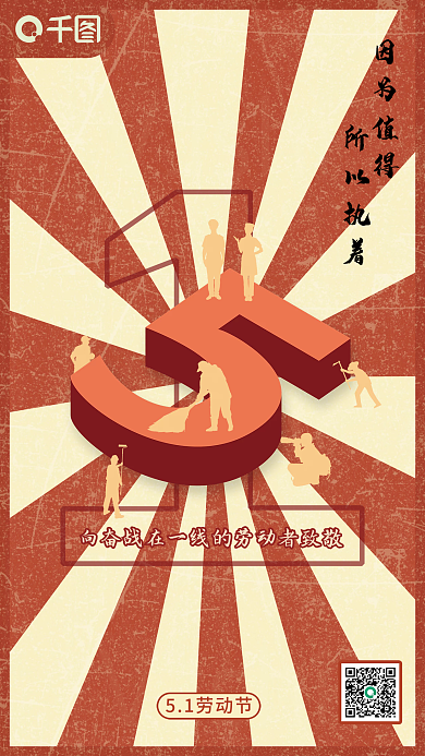 红色复古风格五一劳动节海报