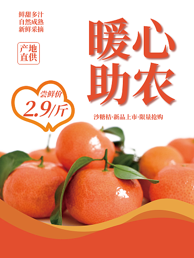 助农沙糖桔海报暖心助农海报