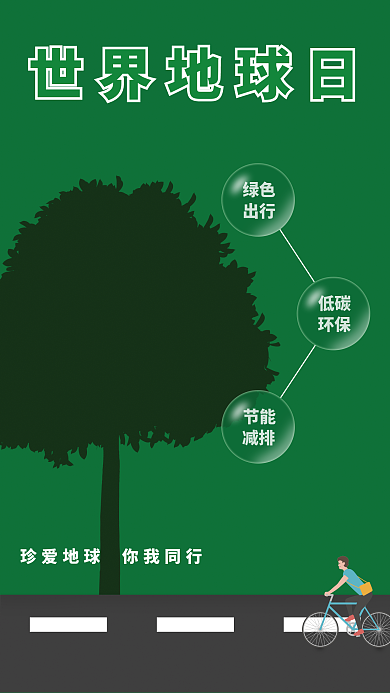 0422简约绿色出行世界地球日海报